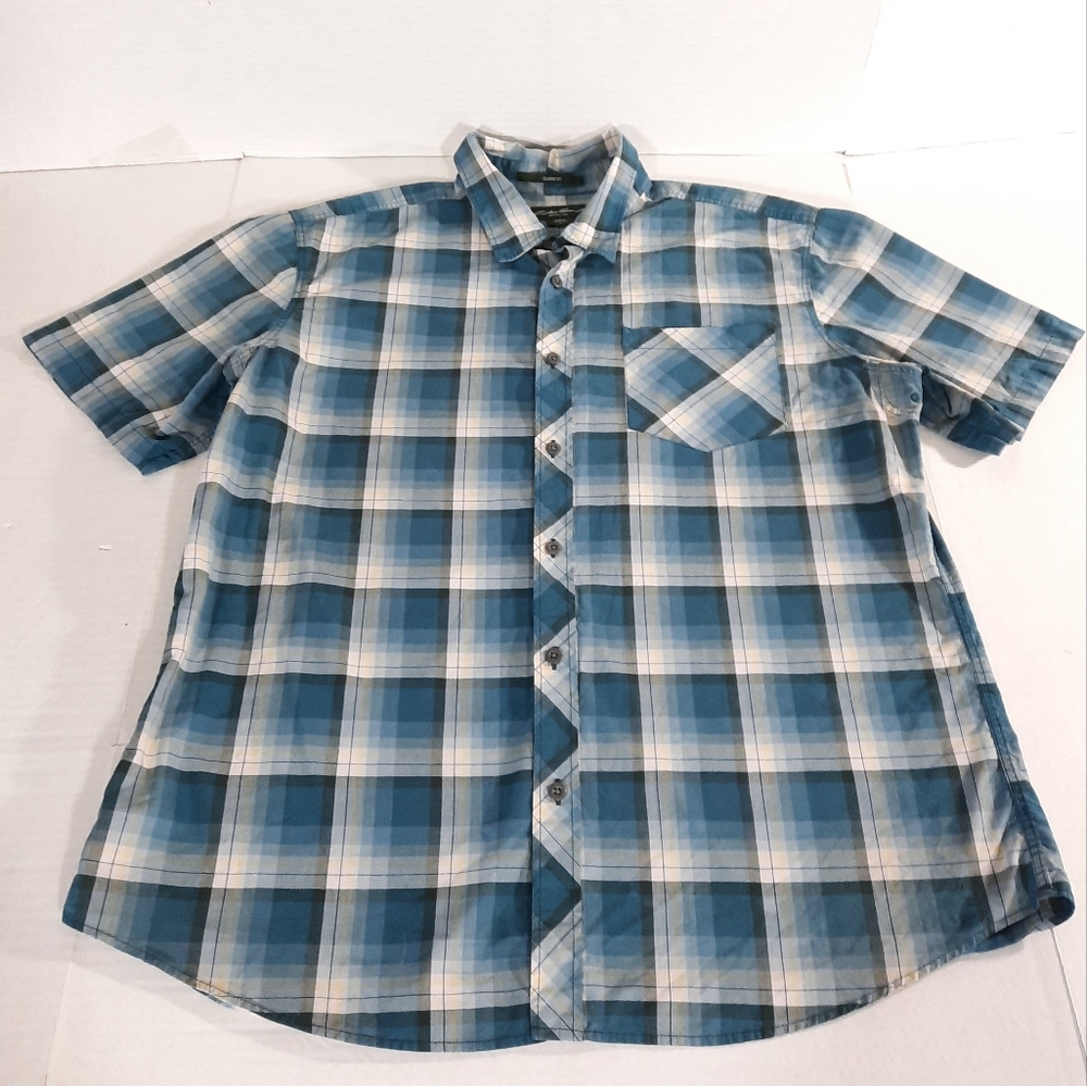 Eddie Bauer Organic Cotton Blend Short Sleeve Plaid Shirt